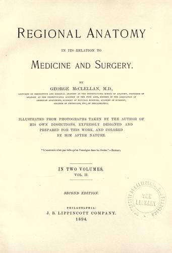 Regional Anatomy – McClellan (1894)