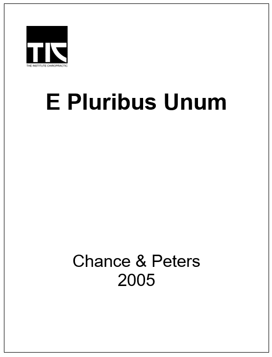 E Pluribus Unum – Chance & Peters