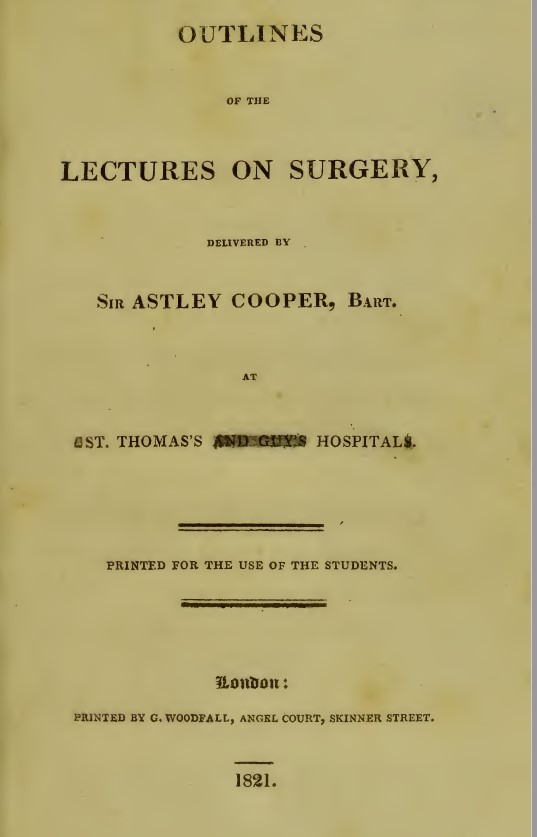 The Lectures on Surgery – Cooper (1821)