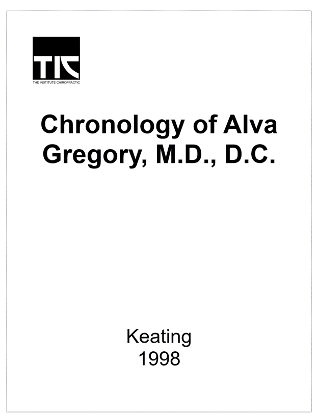Chronology of Alva Gregory