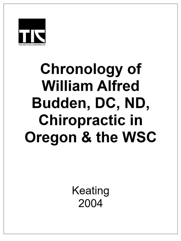Chronology of William Alfred Budden