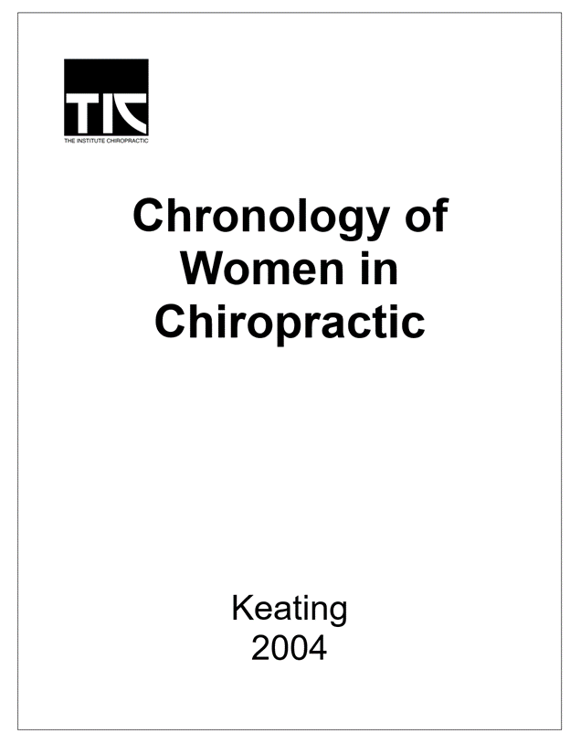 Chronology of Women in Chiropractic