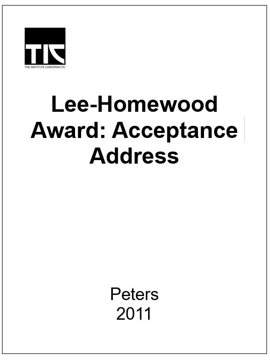 Lee-Homewood Award: Acceptance Address