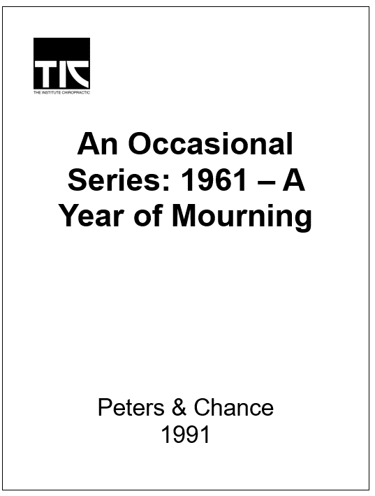 1961 – A Year of Mourning