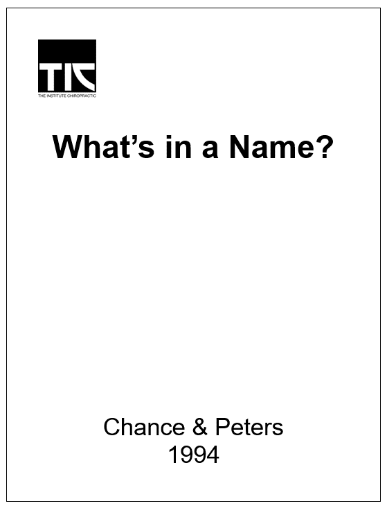 A Name – Chance & Peters