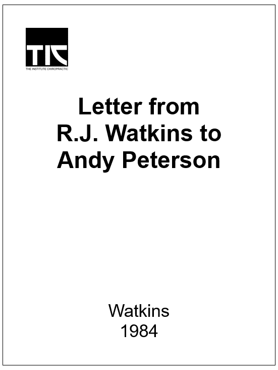 Letter from R.J. Watkins to Andy Peterson