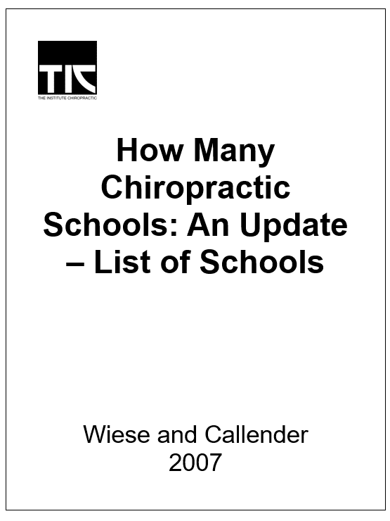 Chiropractic Schools 1896-1907